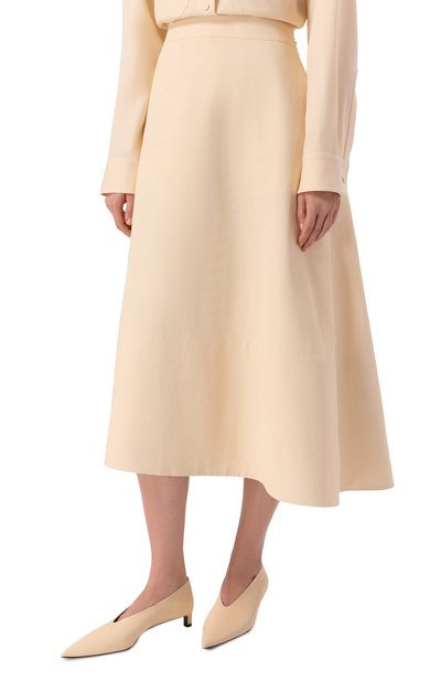 Льняная юбка JIL SANDER бежевого цвета по цене 155500 руб., арт. J04MA0006/J60001, фото 3 Льняная юбка JIL SANDER, арт. J04MA0006/J60001, фото 3