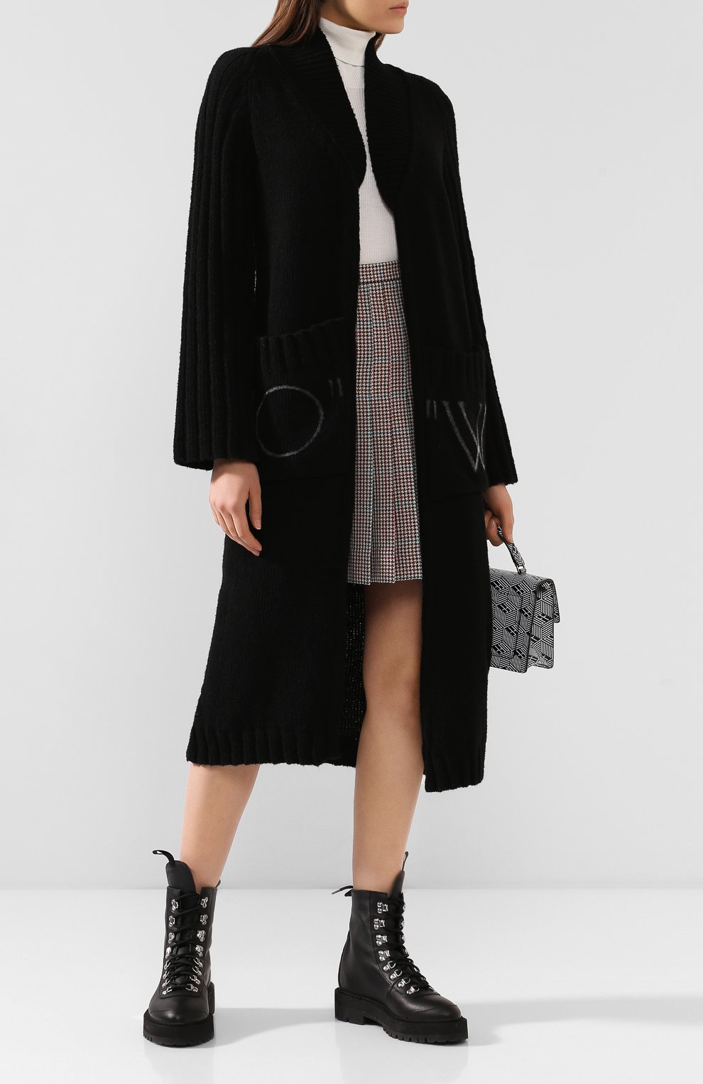 Кардиган OFF-WHITE черного цвета по цене 77300 руб., арт. 0WHB009F19F980501000, фото 2 Кардиган OFF-WHITE, арт. 0WHB009F19F980501000, фото 2