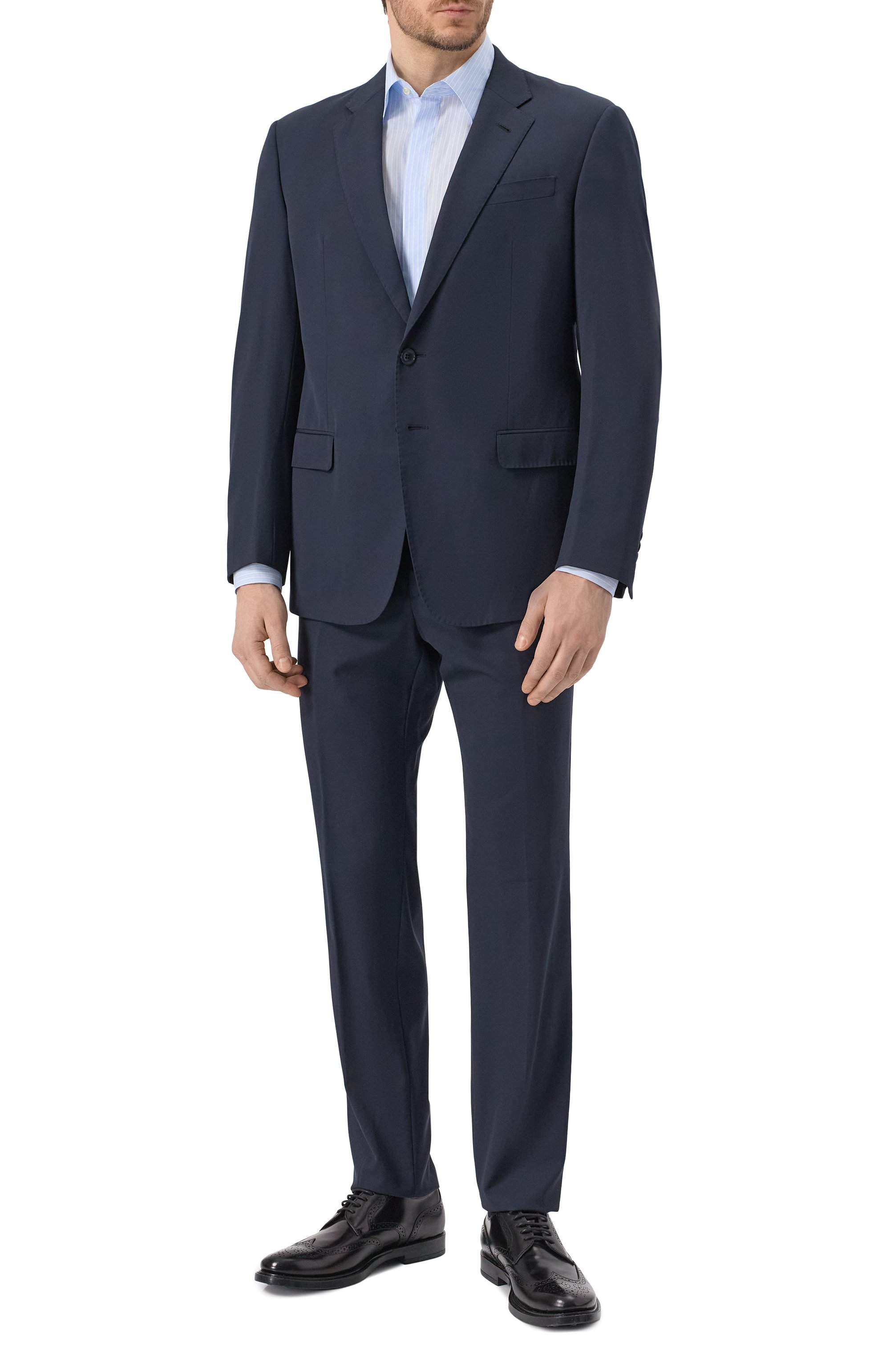 Шерстяной костюм GIORGIO ARMANI темно-синего цвета по цене 188000 руб., арт. 8WGAV001/T0075, фото 1 Шерстяной костюм GIORGIO ARMANI, арт. 8WGAV001/T0075, фото 1