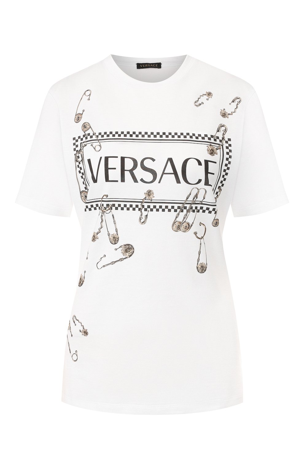 Хлопковая футболка VERSACE белого цвета по цене 35200 руб., арт. A83849/A228806, фото 1 Хлопковая футболка VERSACE, арт. A83849/A228806, фото 1