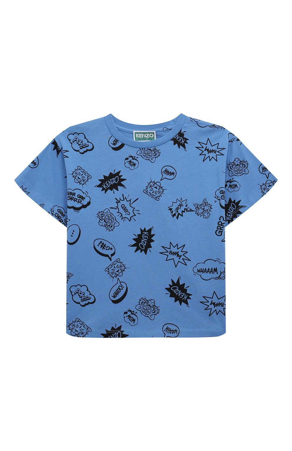 Хлопковая футболка KENZO синего цвета по цене 6995 руб., арт. K60353/3-5, фото 1 Хлопковая футболка KENZO, арт. K60353/3-5, фото 1