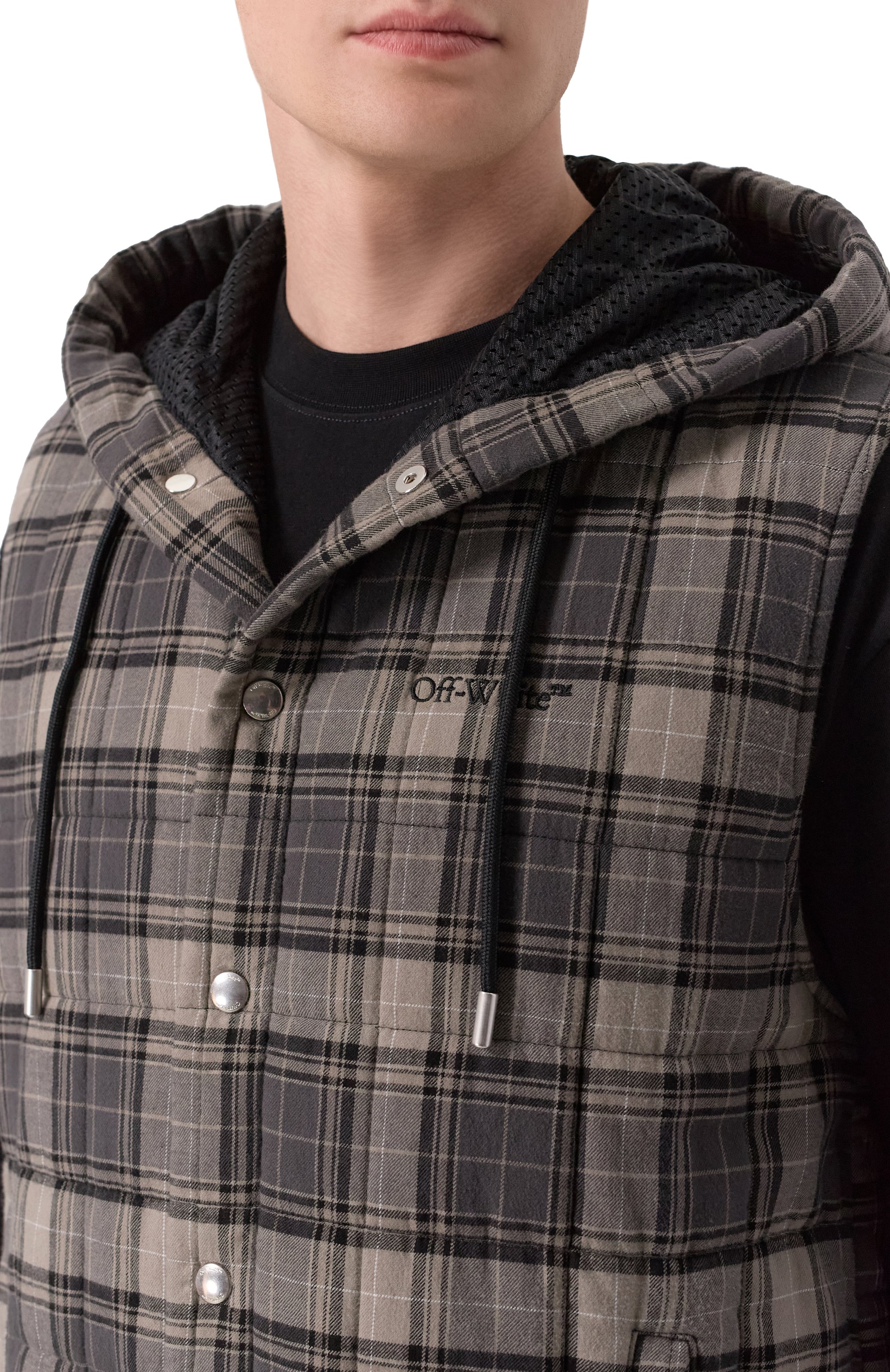 Хлопковый жилет OFF-WHITE темно-серого цвета по цене 95800 руб., арт. 0MGA22BF25FAB001, фото 5 Хлопковый жилет OFF-WHITE, арт. 0MGA22BF25FAB001, фото 5