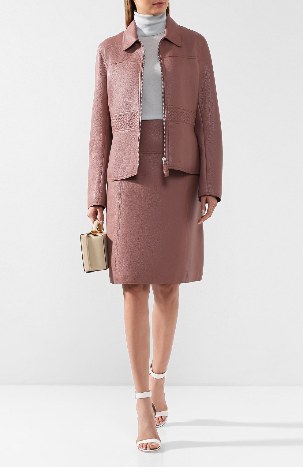 Кожаный жакет BOTTEGA VENETA светло-розового цвета по цене 448000 руб., арт. 546308/V0K90, фото 2 Кожаный жакет BOTTEGA VENETA, арт. 546308/V0K90, фото 2