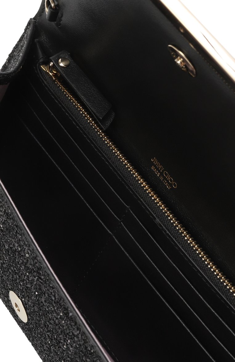 Женский клатч emmie JIMMY CHOO черного цвета, арт. EMMIE | Фото 5 (Материал: Текстиль; Ремень/цепочка: На ремешке; Размер: small; Женское Кросс-КТ: Клатч-клатчи, Вечерняя сумка)