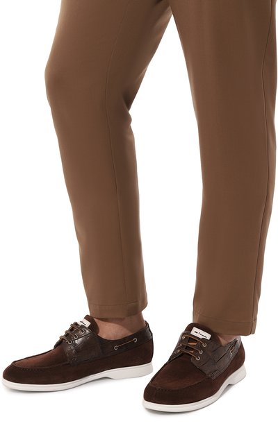 Топсайдеры с отделкой из кожи аллигатора KITON, арт. USSA085N00978_SET, фото 3