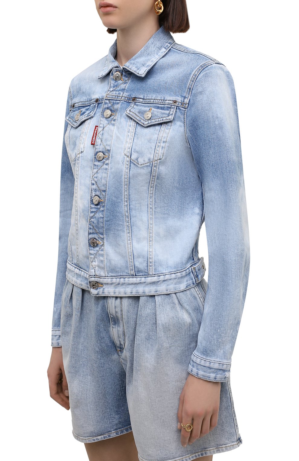 Джинсовая куртка DSQUARED2 голубого цвета по цене 74600 руб., арт. S75AM0892/S30663, фото 3 Джинсовая куртка DSQUARED2, арт. S75AM0892/S30663, фото 3