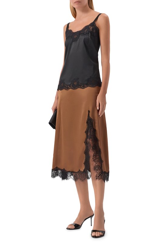 Юбка из вискозы Officine Generale S26WSKT153 Коричневый  S26WSKT153 Фото 2