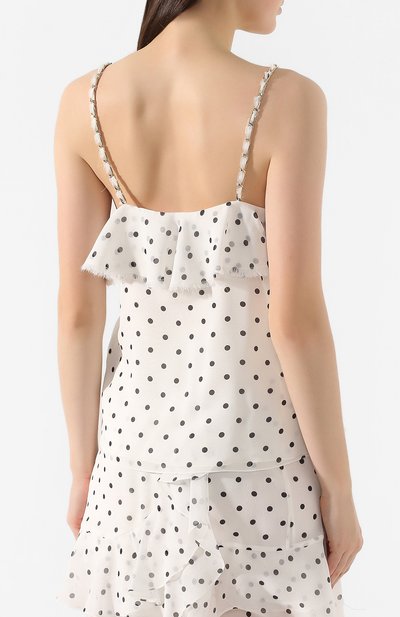 Шелковый топ BALMAIN черно-белого цвета по цене 118500 руб., арт. TF10108/I334, фото 4 Шелковый топ BALMAIN, арт. TF10108/I334, фото 4