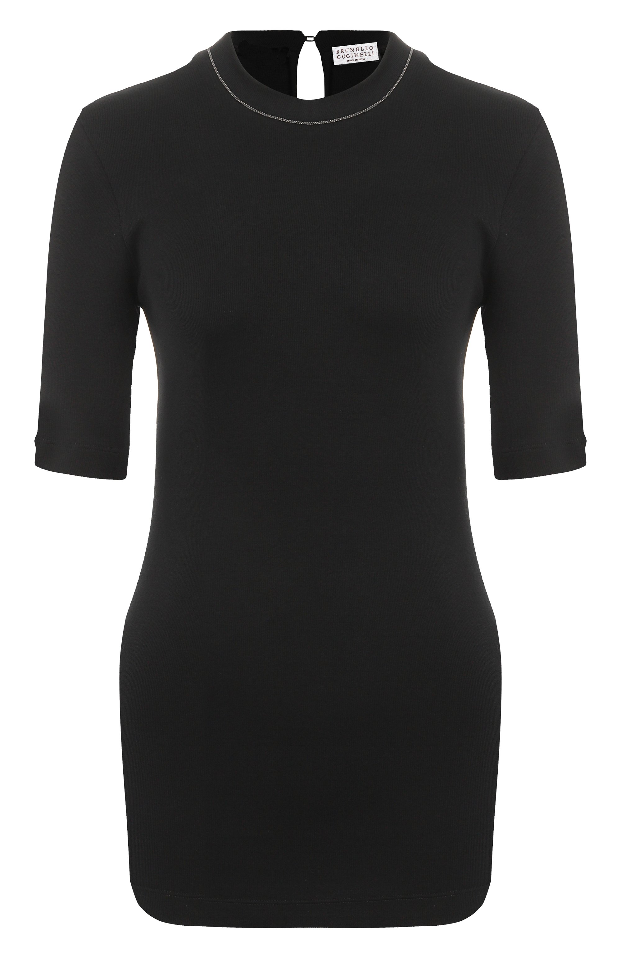 Хлопковая футболка BRUNELLO CUCINELLI черного цвета по цене 59050 руб., арт. MPTC8BJ310, фото 1 Хлопковая футболка BRUNELLO CUCINELLI, арт. MPTC8BJ310, фото 1