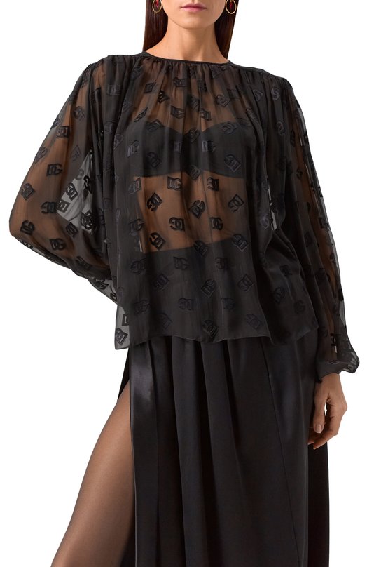 Шелковая блузка Dolce & Gabbana F7AD3T/FJTBR Чёрный  F7AD3T/FJTBR Фото 3