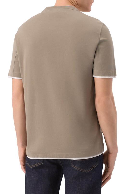 Хлопковая футболка Brunello Cucinelli M0B137427 Хаки  M0B137427 Фото 4