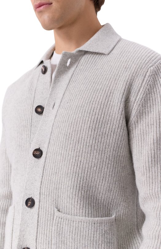 Кардиган из шерсти и кашемира Andrea Campagna CA3MLT/WC7P Серый  CA3MLT/WC7P Фото 5