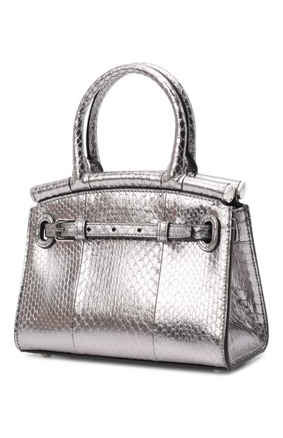 Сумка rl 50 mini из кожи змеи RALPH LAUREN серебряного цвета по цене 276500 руб., арт. 435856488, фото 4 Сумка rl 50 mini из кожи змеи RALPH LAUREN, арт. 435856488, фото 4