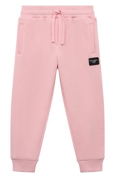 Детские хлопковые джоггеры DOLCE & GABBANA светло-розового цвета, арт. L5JPD7/G7M4V/2-6 | Фото 1 (Материал внешний: Хлопок; Нос: Не проставлено; Девочки Кросс-КТ: Джоггеры-одежда)