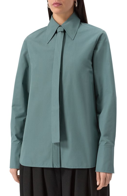 Хлопковая блузка Jil Sander J03DL0196-J45002 Голубой  J03DL0196-J45002 Фото 3