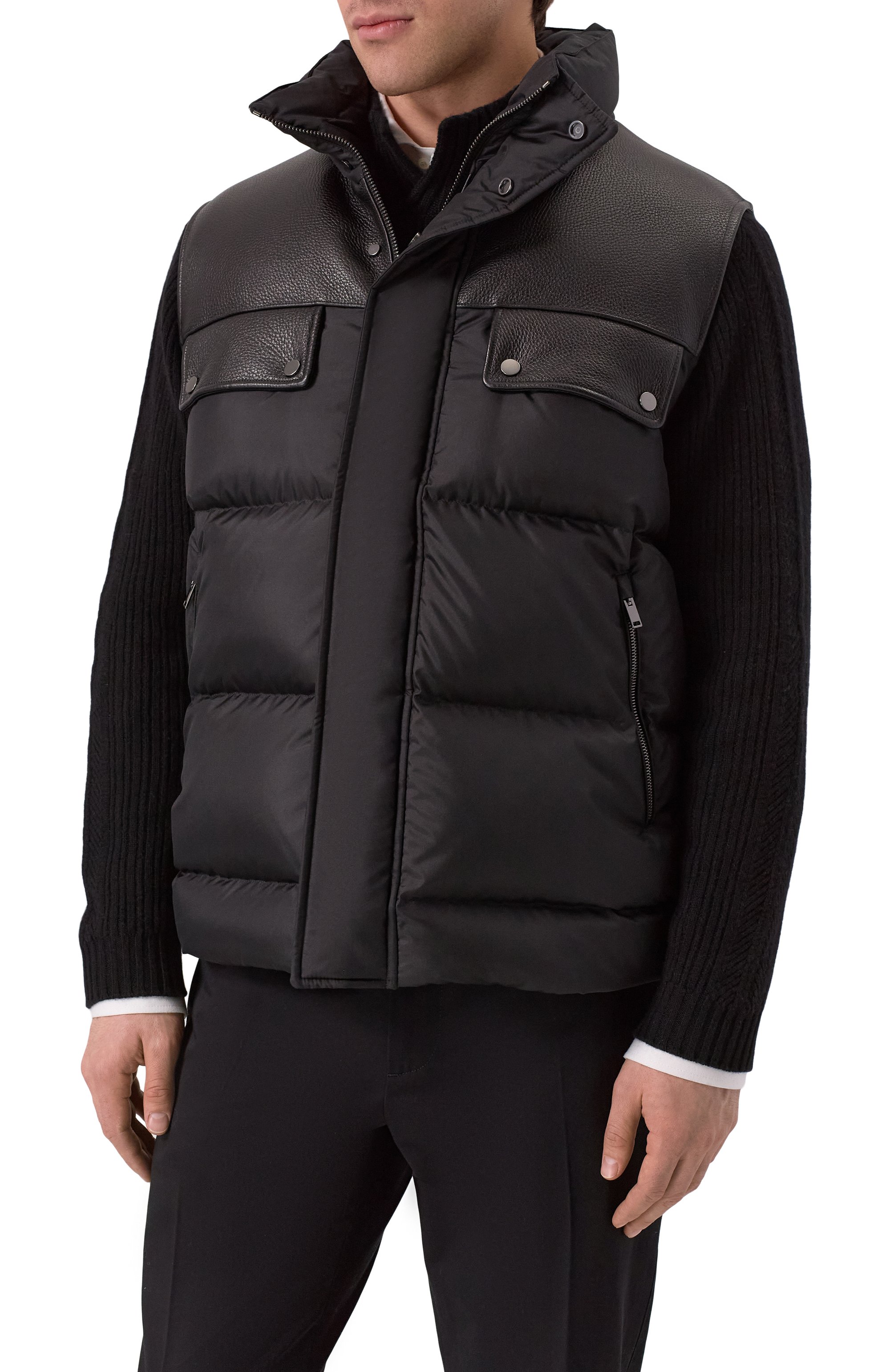 Пуховый жилет из шелка с кожаной отделкой MVST, арт. M25.1PM.0012D, фото 3