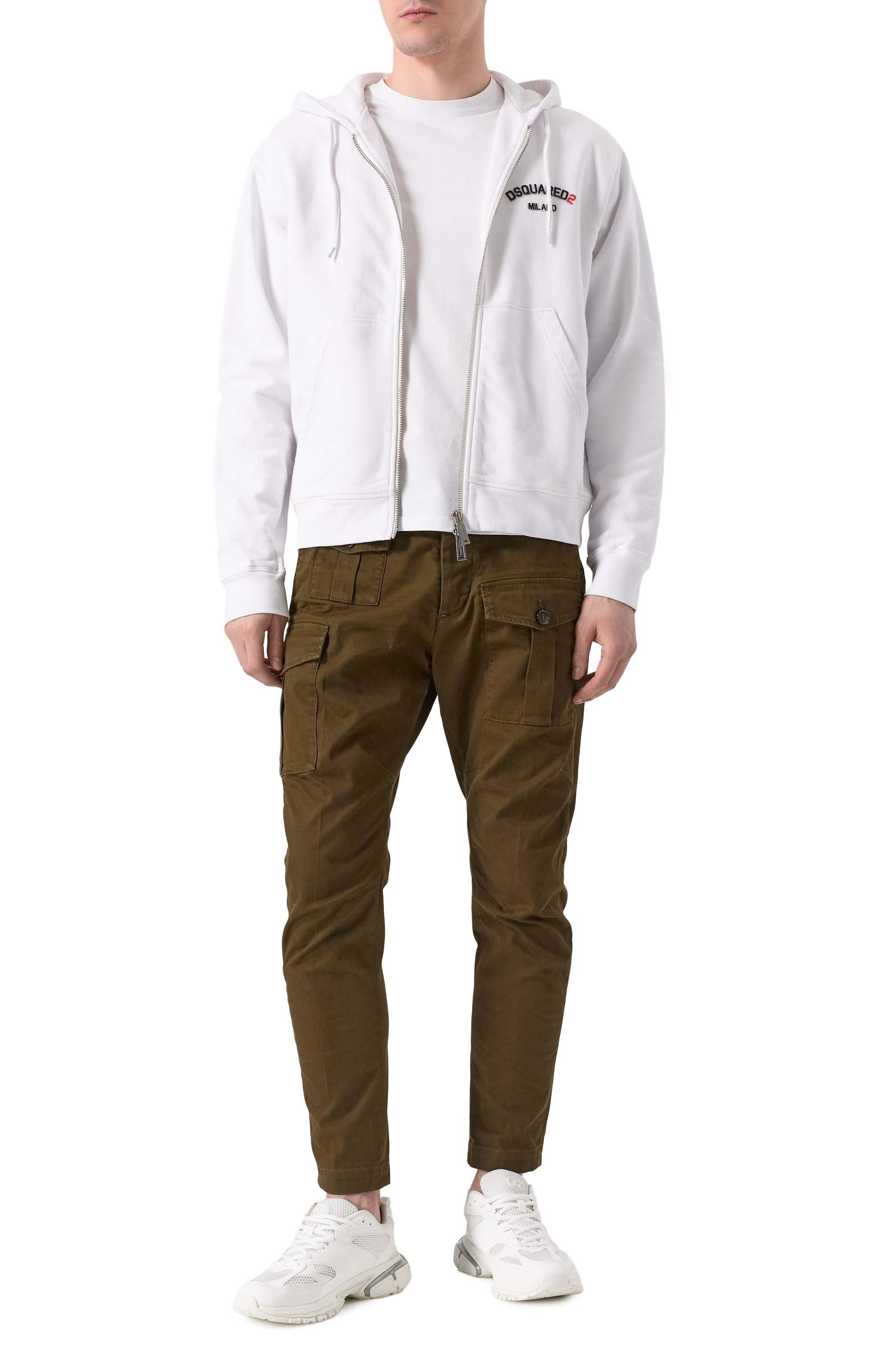 Хлопковые брюки-карго DSQUARED2 хаки цвета по цене 67500 руб., арт. S74KB0818/S39021, фото 2 Хлопковые брюки-карго DSQUARED2, арт. S74KB0818/S39021, фото 2