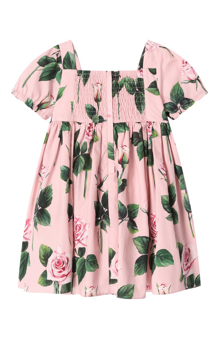 Женский комплект из платья и шорт DOLCE & GABBANA светло-розового цвета, арт. L24DF4/HS5S8 | Фото 3 (Нос: Не проставлено; Материал сплава: Проставлено; Материал внешний: Хлопок; Ростовка одежда: 6 мес | 68 см, 18 мес | 86 см, 12 мес | 80 см, 24 мес | 92 см, 9 мес | 74 см)