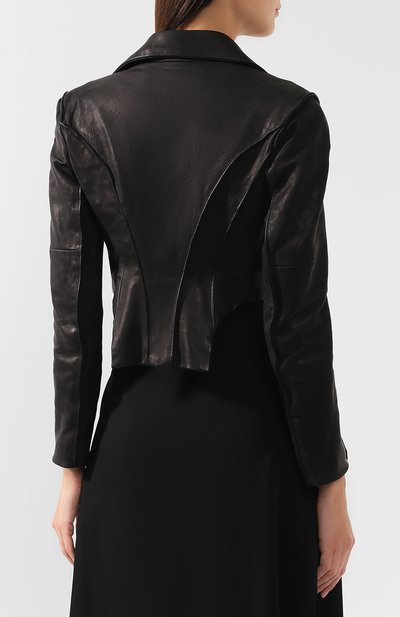 Кожаный жакет YOHJI YAMAMOTO черного цвета по цене 432000 руб., арт. FV-J10-707, фото 4 Кожаный жакет YOHJI YAMAMOTO, арт. FV-J10-707, фото 4