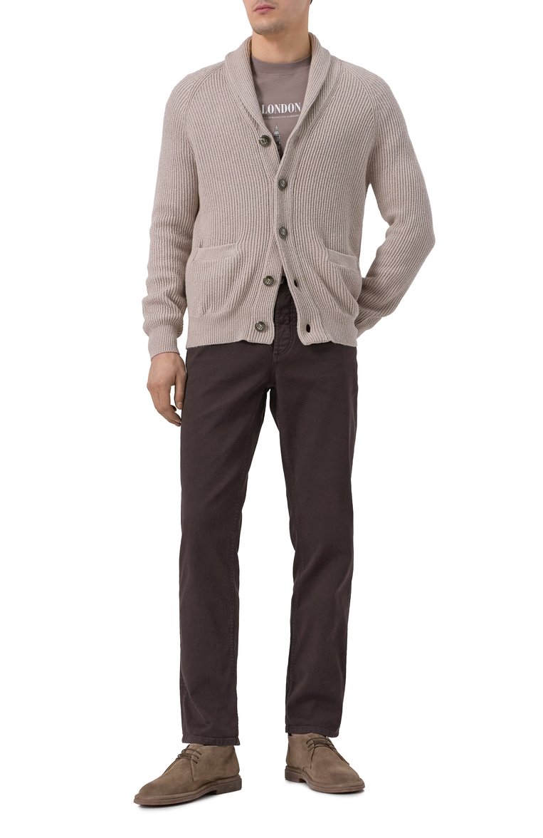 Мужские джинсы traditional fit BRUNELLO CUCINELLI темно-коричневого цвета, арт. M277PB3210 | Фото 2 (Длина (брюки, джинсы): Стандартные; Материал внешний: Хлопок, Деним; Кросс-КТ: Деним; Силуэт М (брюки): Прямые; Стили: Кэжуэл, Классический; Автоматизация состава: Проставлено; Автоматизация ТО: Проставлено; Детали: Однотонный; Размерность: Идёт в размер)