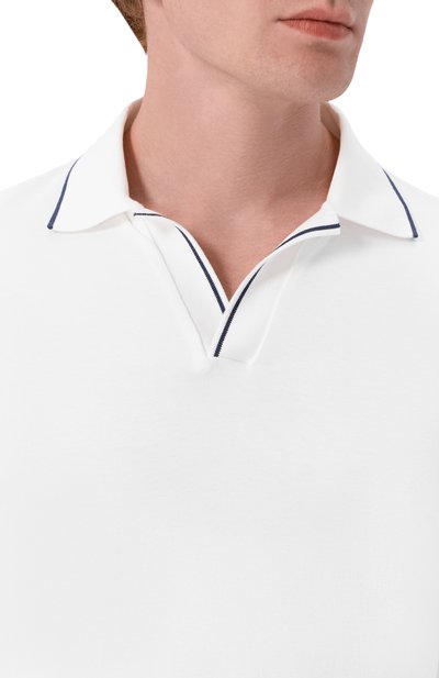 Хлопковое поло LORO PIANA белого цвета по цене 151000 руб., арт. FAQ6817, фото 5 Хлопковое поло LORO PIANA, арт. FAQ6817, фото 5