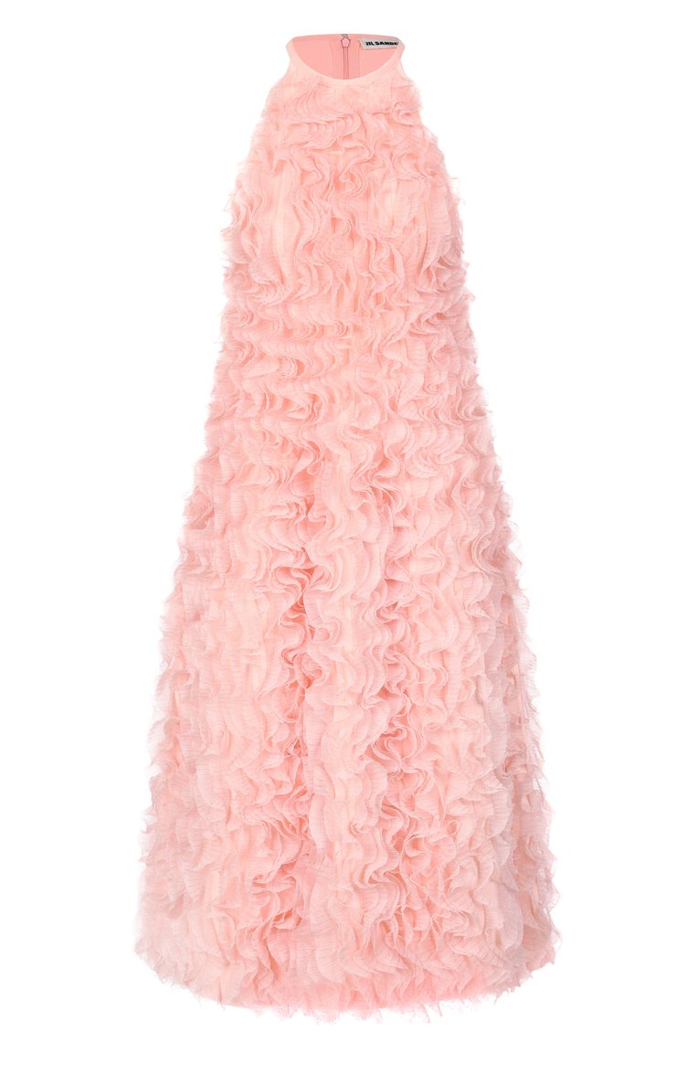 Женское платье из вискозы JIL SANDER розового цвета, арт. J02CT0488-J18339 | Фото 1 (Материал внешний: Вискоза; Длина Ж (юбки, платья, шорты): До колена; Случай: Коктейльный; Женское Кросс-КТ: Платье-одежда; Стили: Романтичный; Рукава: Без рукавов; Автоматизация состава: Проставлено; Автоматизация ТО: Проставлено)