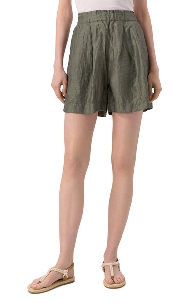 Льняные шорты DEHA зеленого цвета по цене 13350 руб., арт. D22167, фото 3 Льняные шорты DEHA, арт. D22167, фото 3