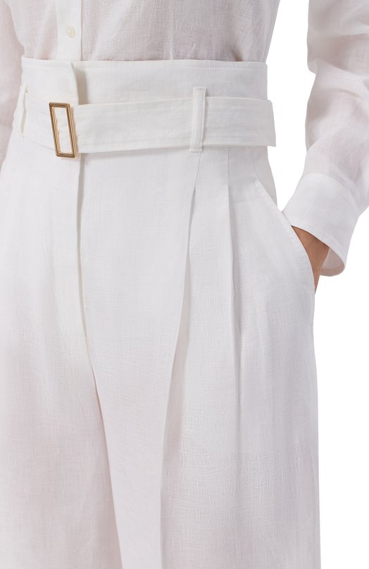 Льняные брюки Max Mara Studio MSTMATERIA Белый  MSTMATERIA Фото 5