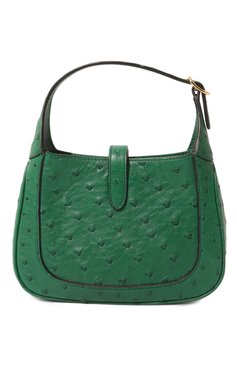 Женская сумка jackie 1961 mini из кожи страуса GUCCI зеленого цвета, арт. 637091 EY00G | Фото 6 (Сумки-технические: Сумки top-handle; Материал сплава: Проставлено; Размер: mini; Ремень/цепочка: На ремешке; Драгоценные камни: Проставлено)