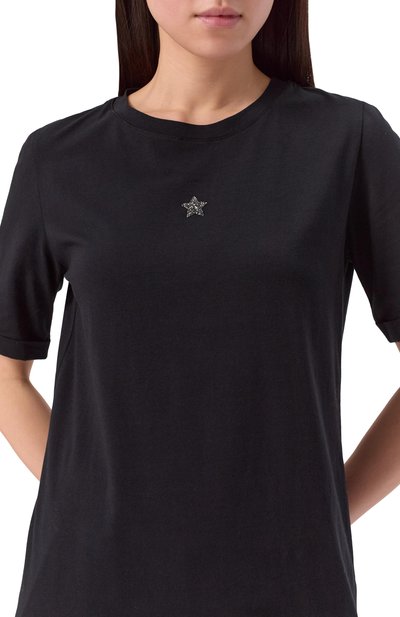 Хлопковая футболка LORENA ANTONIAZZI черного цвета по цене 22400 руб., арт. TS24/9999, фото 5 Хлопковая футболка LORENA ANTONIAZZI, арт. TS24/9999, фото 5