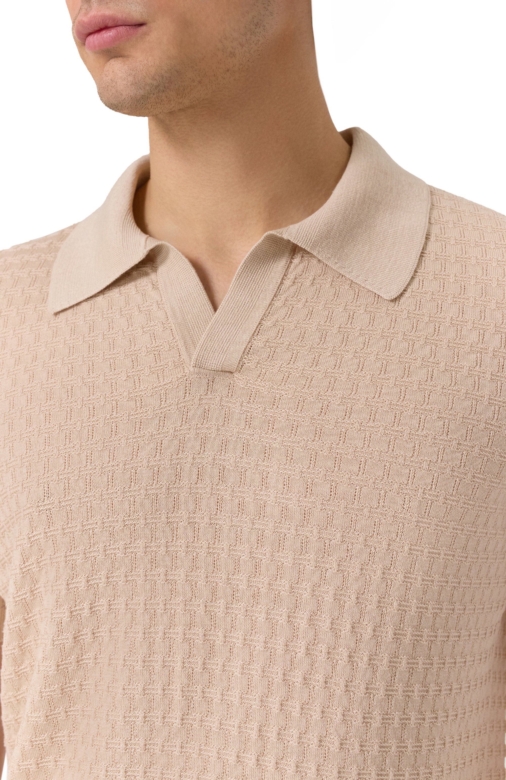 Поло из шелка и хлопка MVST бежевого цвета по цене 95500 руб., арт. MS61-650MU, фото 5 Поло из шелка и хлопка MVST, арт. MS61-650MU, фото 5