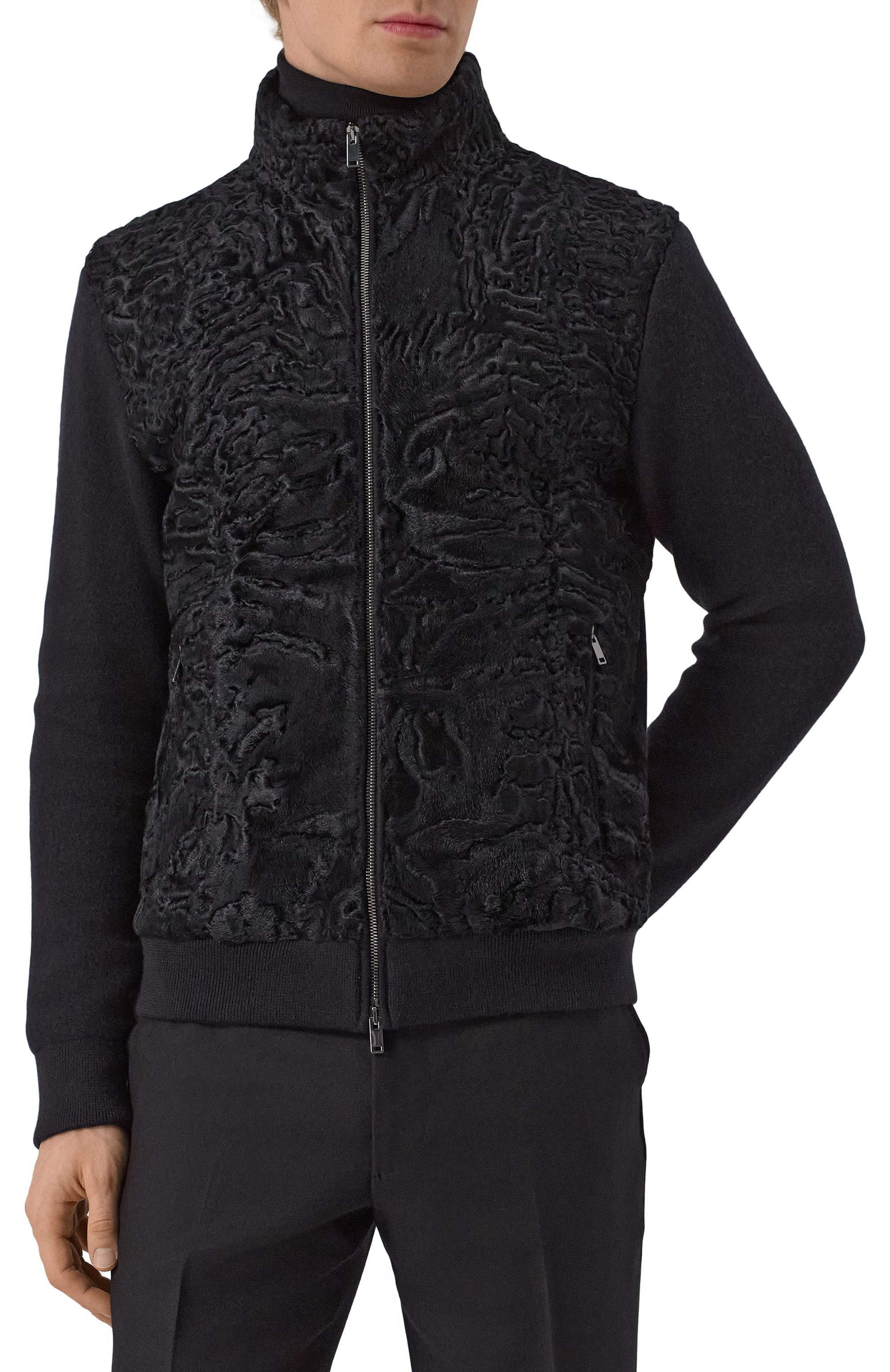 Кардиган с отделкой из свакары MVST черного цвета по цене 850000 руб., арт. FTRECK-ES4440SW, фото 3 Кардиган с отделкой из свакары MVST, арт. FTRECK-ES4440SW, фото 3