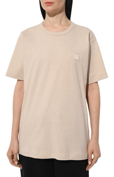 Хлопковая футболка ACNE STUDIOS бежевого цвета по цене 17750 руб., арт. NASH FACE633, фото 3 Хлопковая футболка ACNE STUDIOS, арт. NASH FACE633, фото 3
