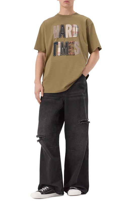 Хлопковая футболка Moschino A0717/5241 Хаки  A0717/5241 Фото 2