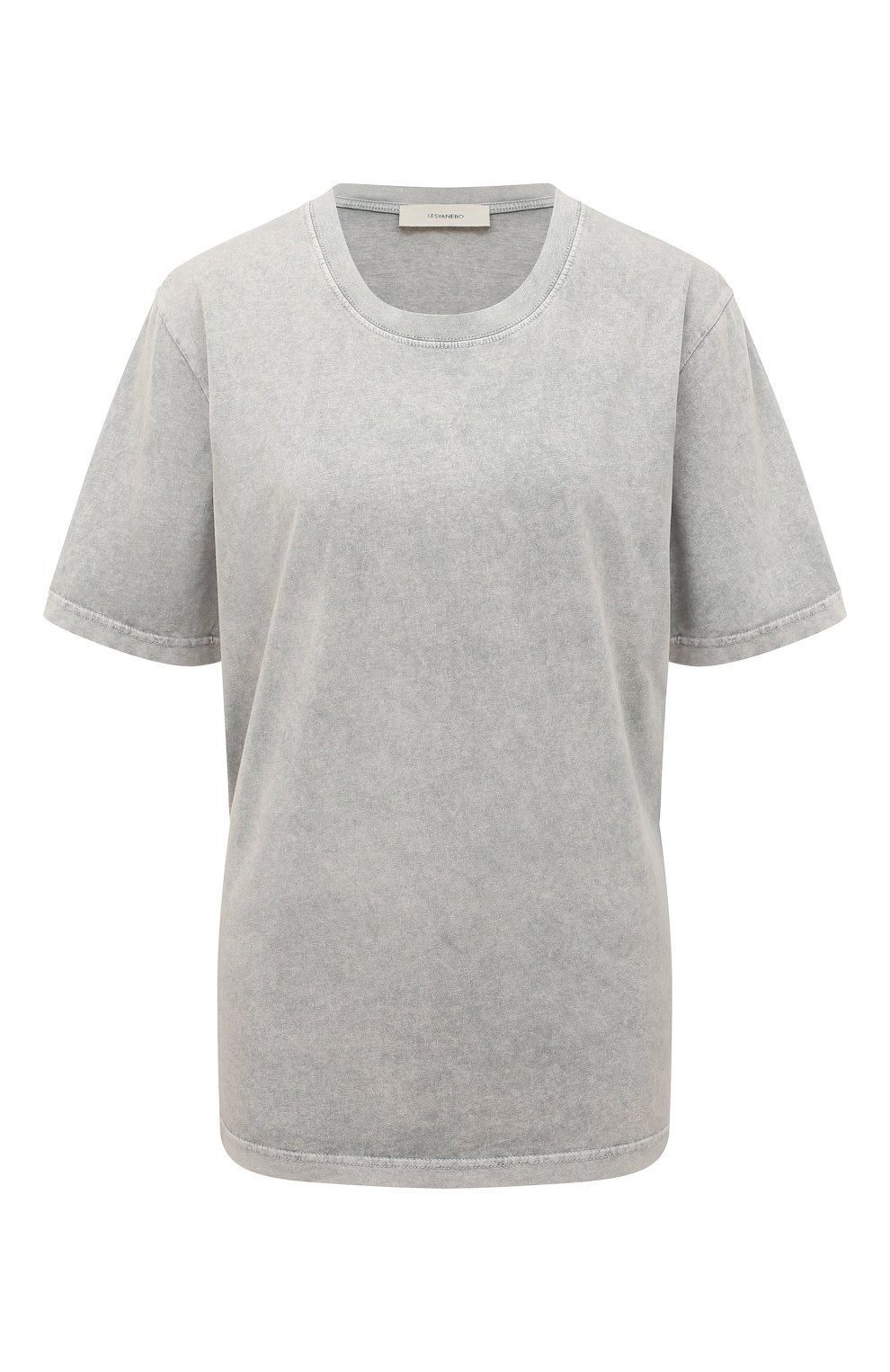 Хлопковая футболка LESYANEBO светло-серого цвета по цене 9500 руб., арт. ICONIC/TS003, фото 1 Хлопковая футболка LESYANEBO, арт. ICONIC/TS003, фото 1