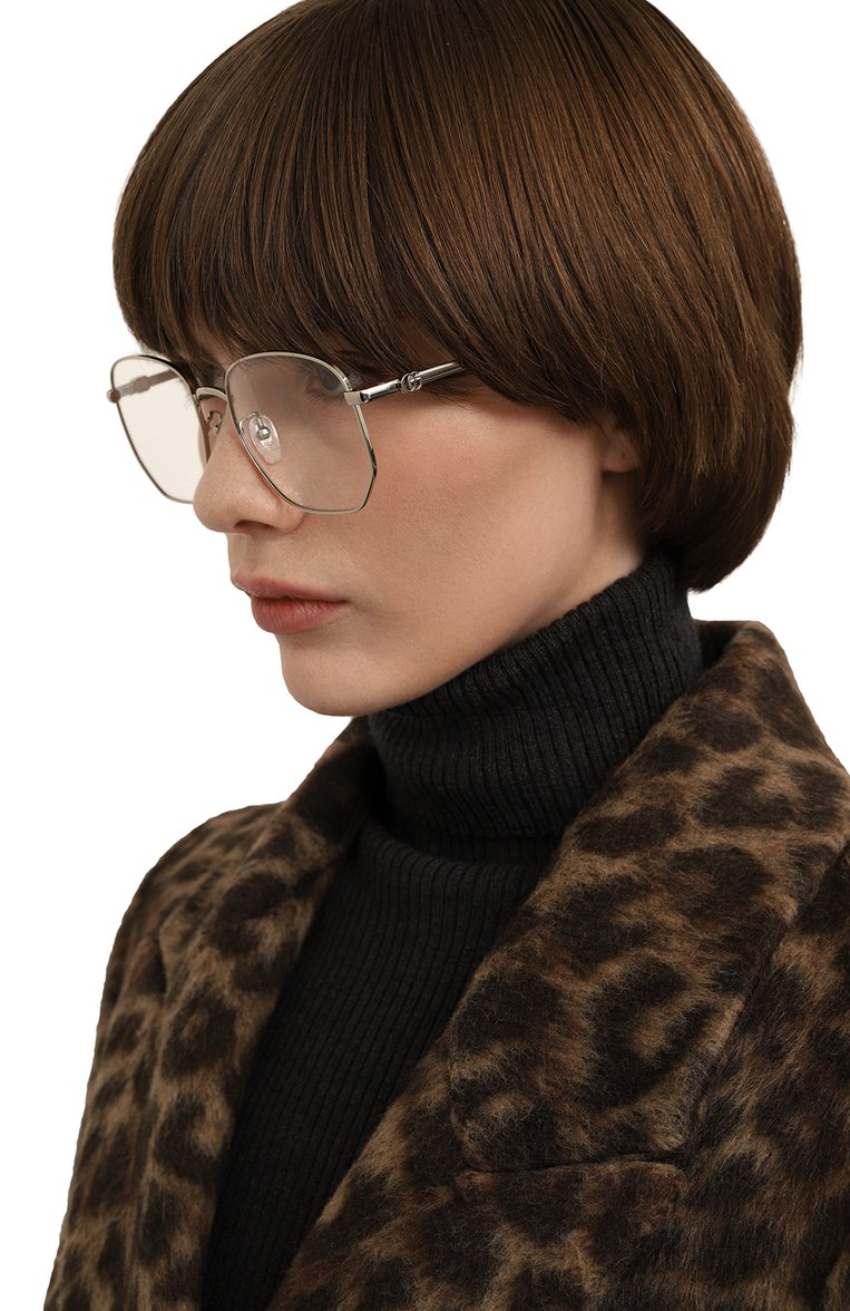 Женские оправа GUCCI серебряного цвета, арт. GG14200K 002 | Фото 2 (Нос: Не проставлено; Региональные ограничения белый список (Axapta Mercury): Не проставлено; Тип очков: Оправа; Кросс-КТ: Оправы-унисекс; Материал: Металл; Оптика Гендер: оптика-унисекс; Очки форма: Квадратные)