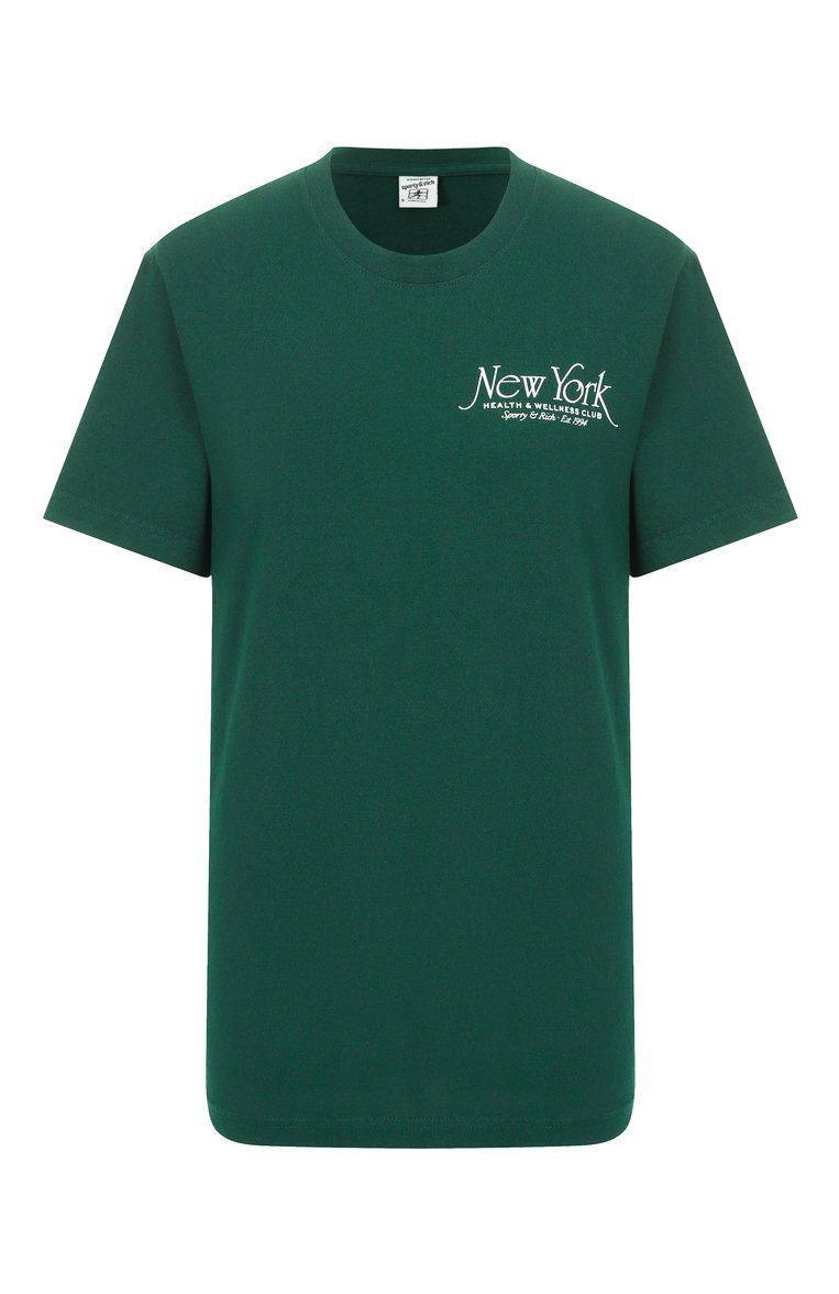 Мужского хлопковая футболка SPORTY AND RICH зеленого цвета, арт. T0043606034GR10 | Фото 1 (Материал внешний: Хлопок; Принт: С принтом; Стили: Кэжуэл; Женское Кросс-КТ: Футболка-одежда; Детали: Без декора; Региональные ограничения белый список (Axapta Mercury): Не проставлено; Нос: Не проставлено; Мужское Кросс-КТ: Футболка-одежда)