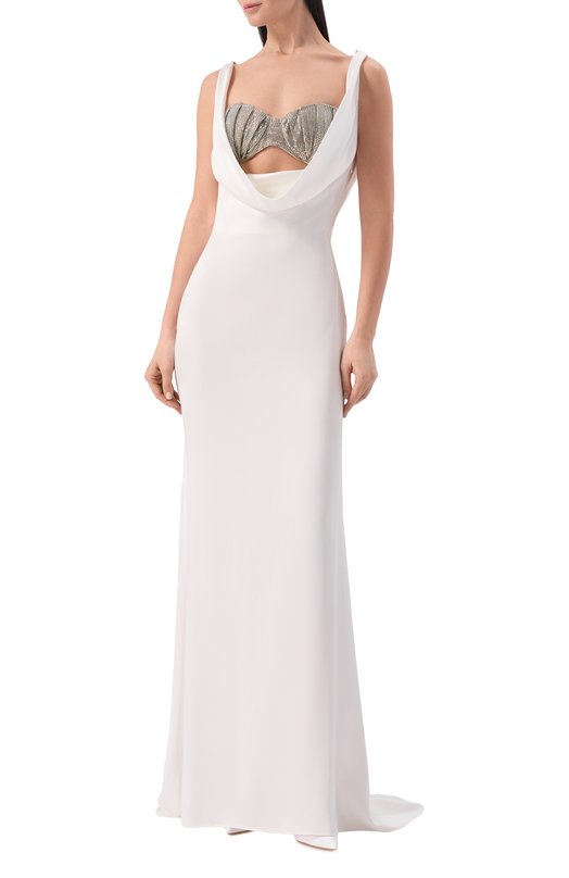 Платье с отделкой стразами Giuseppe di Morabito 06PSDR519YC 16314 Белый  06PSDR519YC 16314 Фото 2