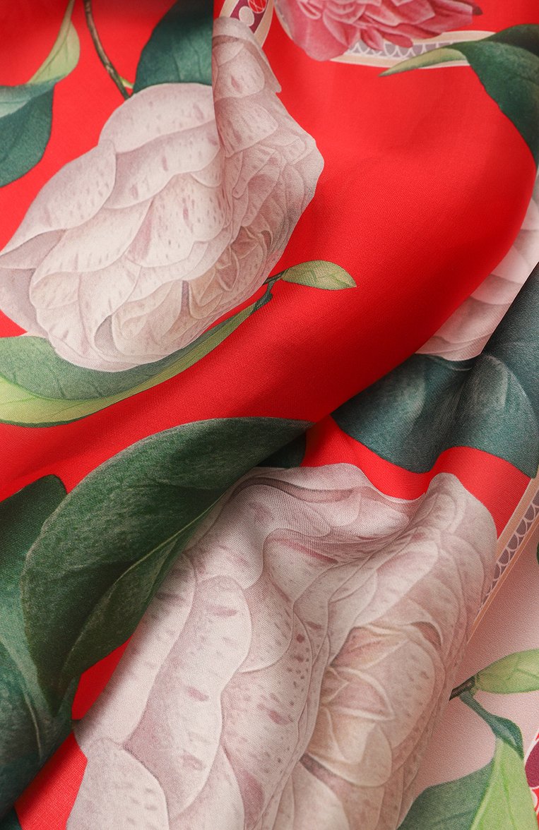 Женский шелковый платок camellia RADICAL CHIC красного цвета, арт. 660892.23.03 | Фото 4 (Материал: Текстиль, Шелк; Принт: С принтом; Нос: Не проставлено)
