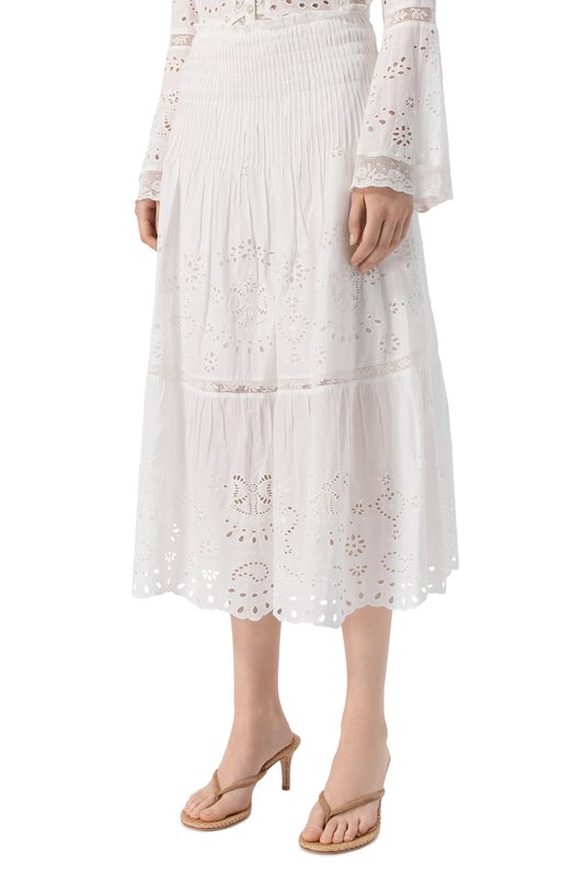 Хлопковая юбка Love Shack Fancy S1033-3233 Белый  S1033-3233 Фото 3