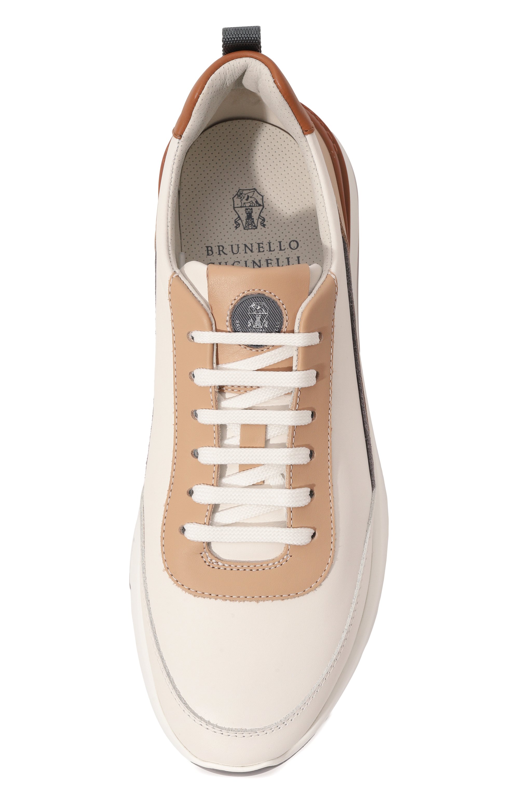 Кожаные кроссовки BRUNELLO CUCINELLI светло-бежевого цвета по цене 109500 руб., арт. MZUGGB2318, фото 6 Кожаные кроссовки BRUNELLO CUCINELLI, арт. MZUGGB2318, фото 6