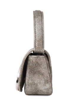 Женская сумка 1dr xs DIESEL серебряного цвета, арт. X08709/P2197 | Фото 4 (Драгоценные камни: Проставлено; Размер: mini; Материал: Текстиль, Экокожа; Ремень/цепочка: На ремешке; Материал сплава: Проставлено)
