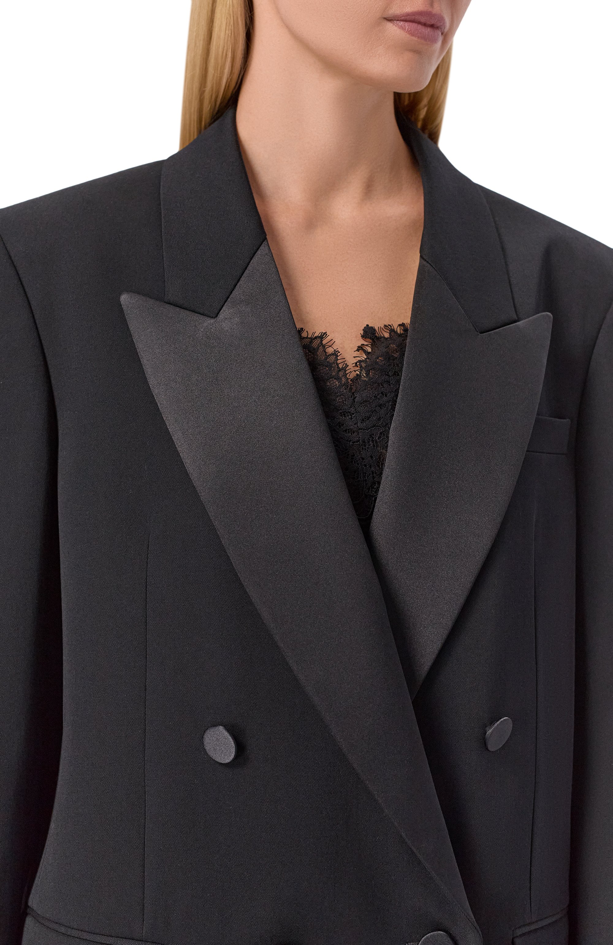 Шерстяной жакет SAINT LAURENT черного цвета по цене 582500 руб., арт. 860569/Y7E63, фото 5 Шерстяной жакет SAINT LAURENT, арт. 860569/Y7E63, фото 5