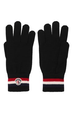 Мужские шерстяные перчатки MONCLER черного цвета, арт. G2-091-3A000-04-A9575 | Фото 3 (Материал: Текстиль, Шерсть; Кросс-КТ: Трикотаж; Материал сплава: Проставлено; Нос: Не проставлено)