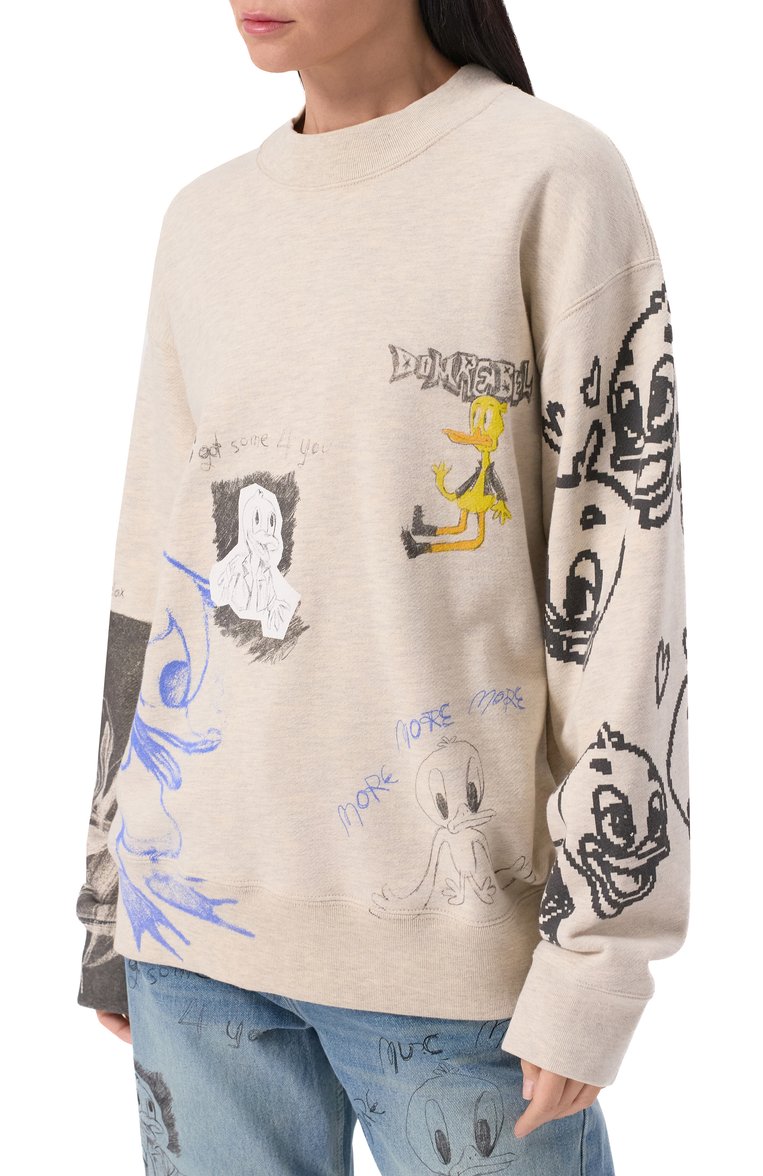 Женский хлопковый свитшот DOMREBEL светло-бежевого цвета, арт. BEAKER SWEATSHIRT | Фото 3 (Материал сплава: Проставлено; Рукава: Длинные; Драгоценные камни: Проставлено; Длина (для топов): Стандартные; Стили: Кэжуэл; Женское Кросс-КТ: Свитшот-одежда; Материал внешний: Хлопок)