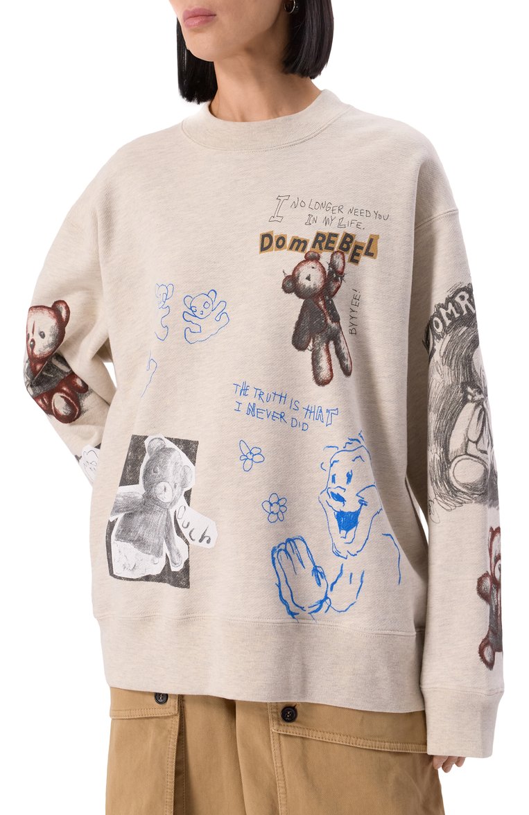 Женский хлопковый свитшот DOMREBEL светло-бежевого цвета, арт. STUFFY SWEATSHIRT | Фото 3 (Длина (для топов): Стандартные; Драгоценные камни: Проставлено; Рукава: Длинные; Материал сплава: Проставлено; Женское Кросс-КТ: Свитшот-одежда; Стили: Гранж; Материал внешний: Хлопок)