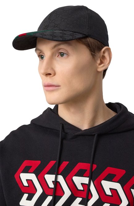 Мужская бейсболка GUCCI черного цвета, арт. 789016/4HBCP | Фото 2 (Материал: Синтетический материал, Текстиль; Материал сплава: Проставлено; Нос: Не проставлено)