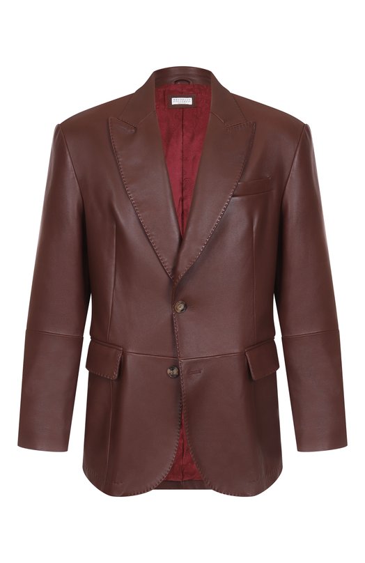 Кожаный пиджак Brunello Cucinelli MPSIR2024 Бордовый MPSIR2024