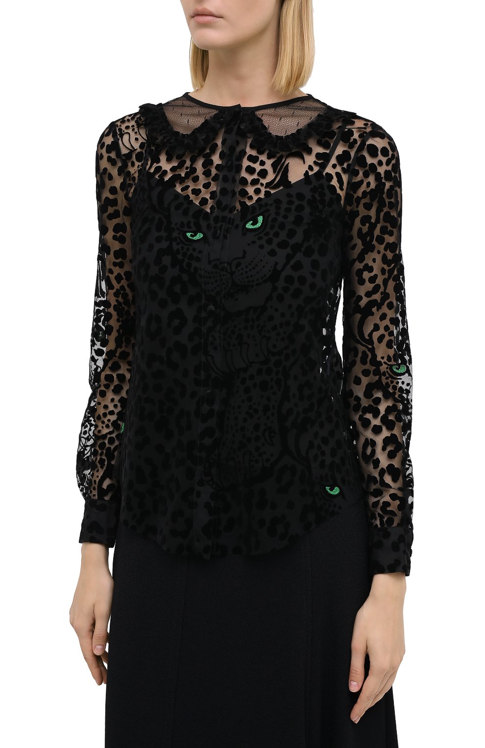 Блузка REDVALENTINO черного цвета по цене 42750 руб., арт. UR3AB01C/5AP, фото 3 Блузка REDVALENTINO, арт. UR3AB01C/5AP, фото 3