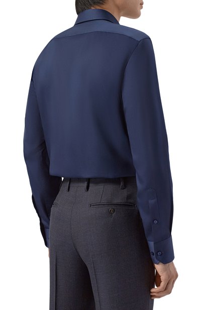 Хлопковая сорочка BOSS темно-синего цвета по цене 16950 руб., арт. 50555711, фото 4 Хлопковая сорочка BOSS, арт. 50555711, фото 4